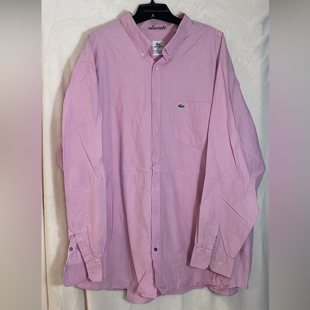 Lacoste Men’s 3XLT Light Pink Collared Shirt